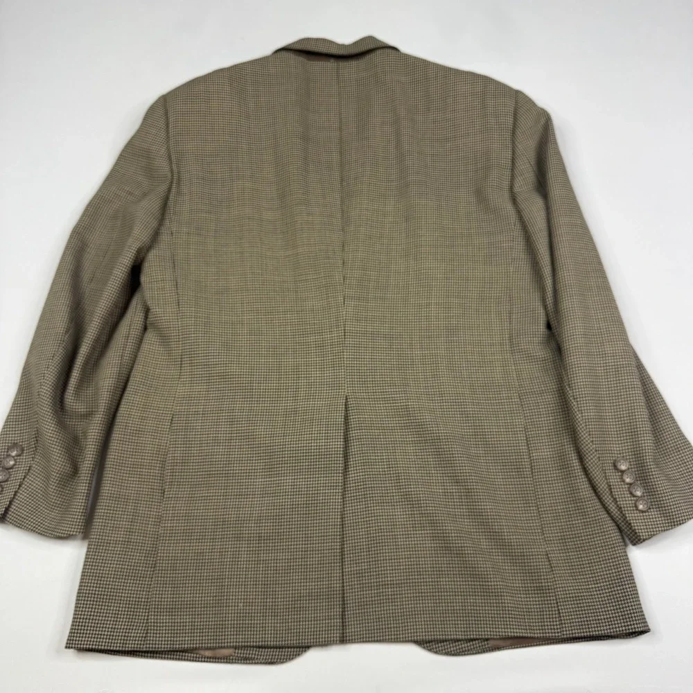 Vintage Polo Ralph Lauren Blazer Coat Mens 39R Brown Houndstooth Wool Mohair USA